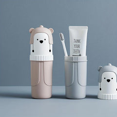 Cartoon Bear Toothbrush Holder Travel Mouthwash Cup Bathroom Essential