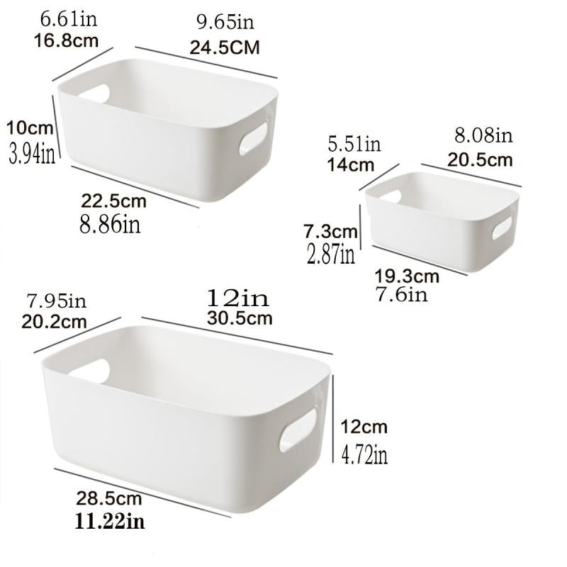 Plastic Storage Basket Open Storage Bin With Handles Organizer