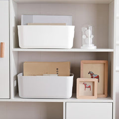 Plastic Storage Basket Open Storage Bin With Handles Organizer