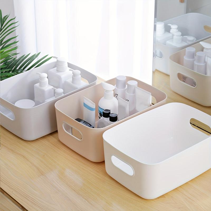 Plastic Storage Basket Open Storage Bin With Handles Organizer
