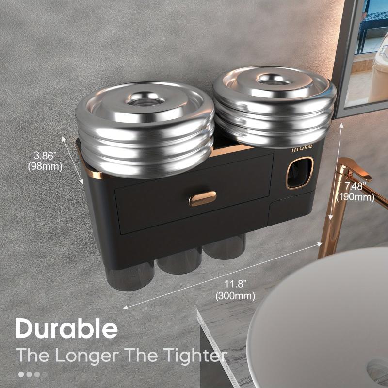 Toothbrush Holder With Cup & Automatic Toothpaste Dispenser