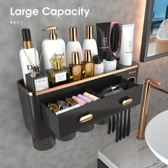 Toothbrush Holder With Cup & Automatic Toothpaste Dispenser