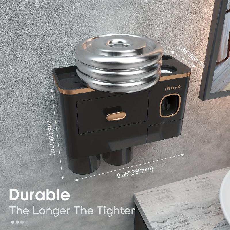 Toothbrush Holder With Cup & Automatic Toothpaste Dispenser