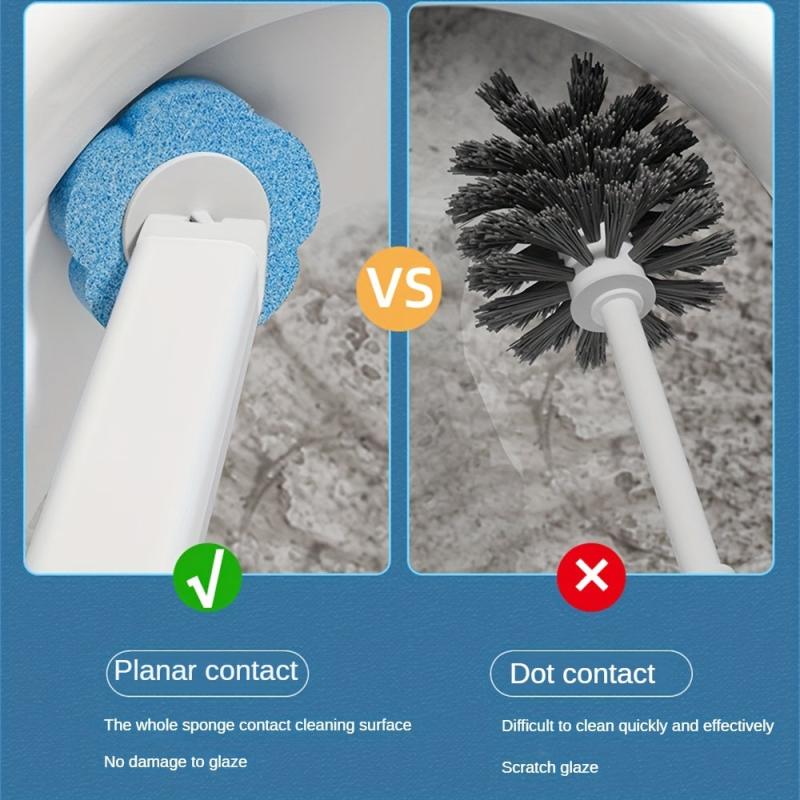 1pc Toilet Brush With 6pcs Replacement Head Aseptic Cleaning