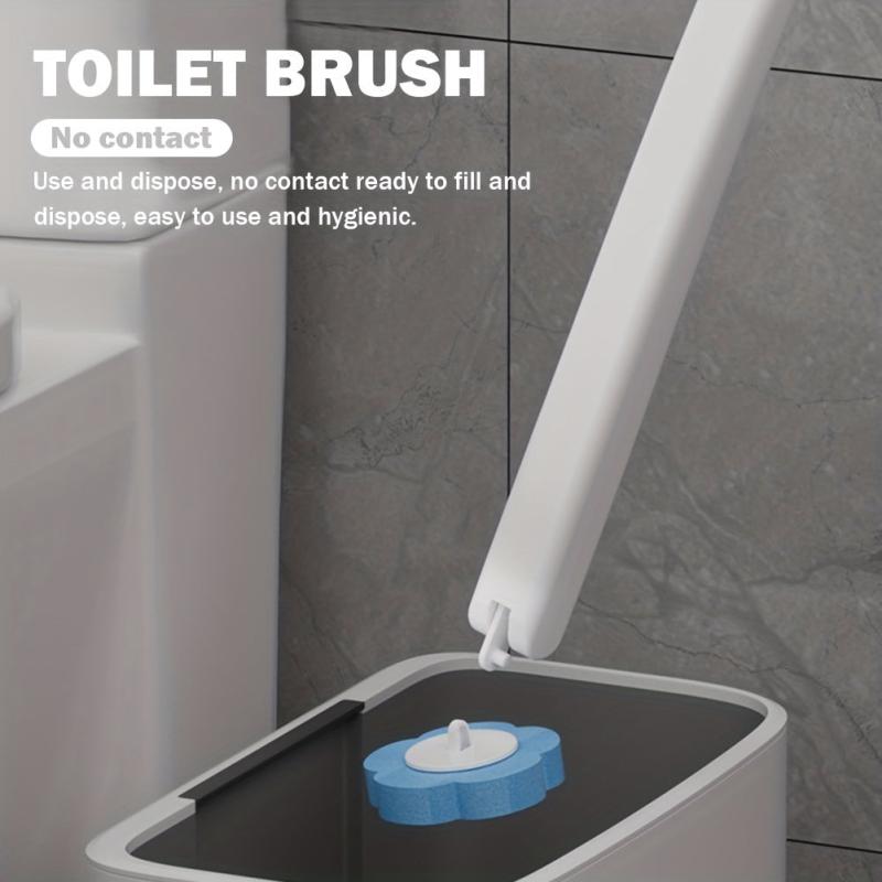 1pc Toilet Brush With 6pcs Replacement Head Aseptic Cleaning