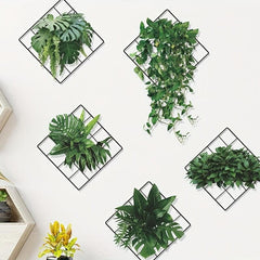 6pcs Green Plants Wall Sticker Self Adhesive Decal for Home Decor