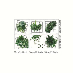 6pcs Green Plants Wall Sticker Self Adhesive Decal for Home Decor