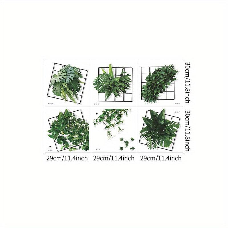6pcs Green Plants Wall Sticker Self Adhesive Decal for Home Decor