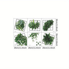6pcs Green Plants Wall Sticker Self Adhesive Decal for Home Decor