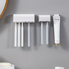 Wall Mounted Toothbrush Holder Self Adhesive Toilet Toothpaste Facial Cleanser