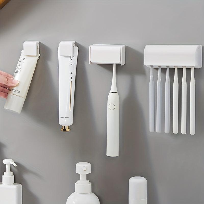Wall Mounted Toothbrush Holder Self Adhesive Toilet Toothpaste Facial Cleanser