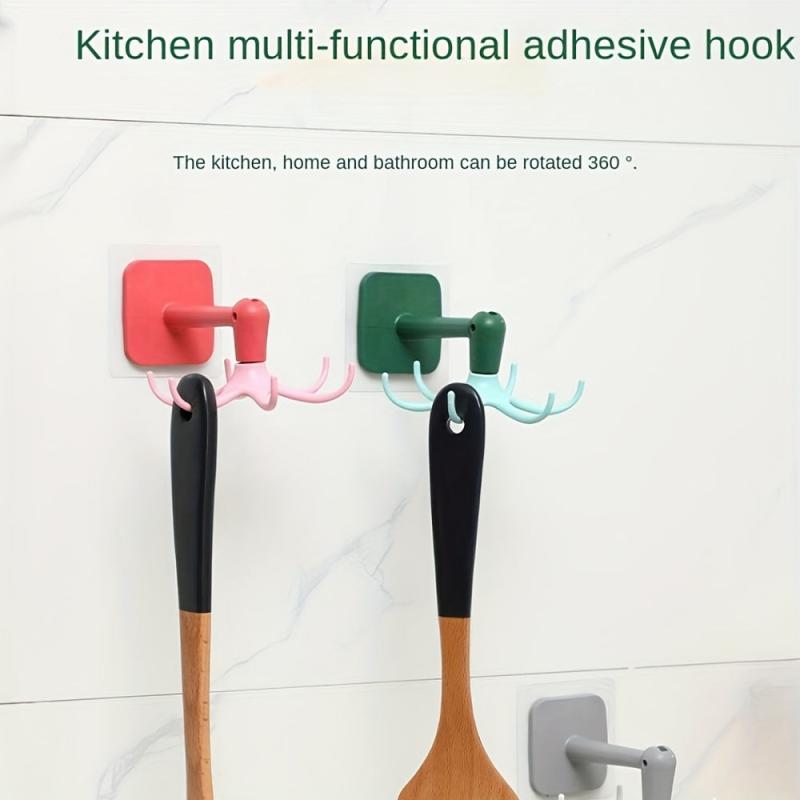 6 Claws Octopus Hook Wall Hanging Rack Pot Pan Holder Self Adhesive Hooks