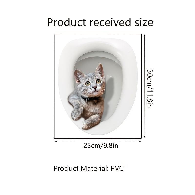Funny 3D Kitten Toilet Seat Stickers Waterproof Restroom Decals
