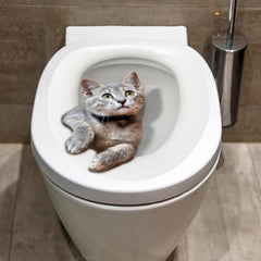 Funny 3D Kitten Toilet Seat Stickers Waterproof Restroom Decals