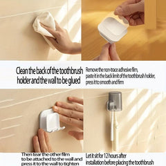 Wall Mounted Toothbrush Holder Storage Rack Bathroom Hook