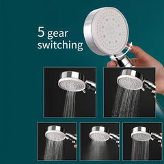 5-Speed Pressurized Shower Head 10.2 inch Silvery