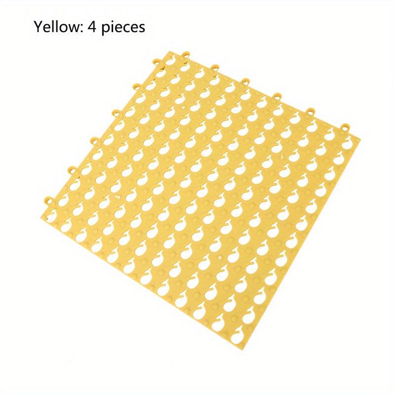 4pcs Waterproof Non Slip Bathroom Mat Splicable Shower Carpet
