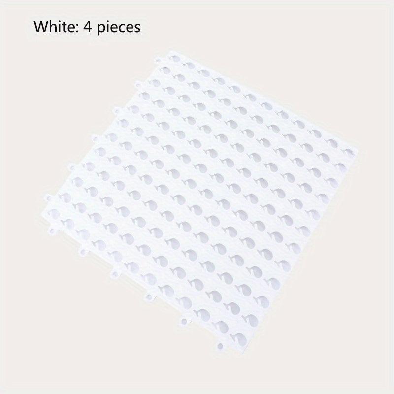 4pcs Waterproof Non Slip Bathroom Mat Splicable Shower Carpet