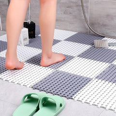 4pcs Waterproof Non Slip Bathroom Mat Splicable Shower Carpet