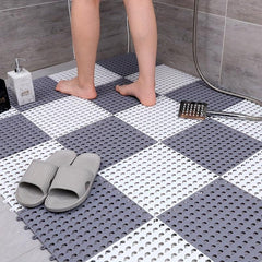 4pcs Waterproof Non Slip Bathroom Mat Splicable Shower Carpet