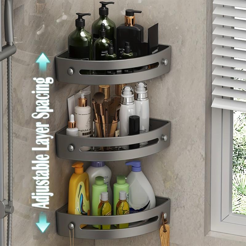 3pcs Corner Shower Caddy Adhesive Bathroom Storage Rack Wall Mounted