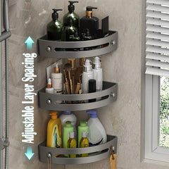 3pcs Corner Shower Caddy Adhesive Bathroom Storage Rack Wall Mounted