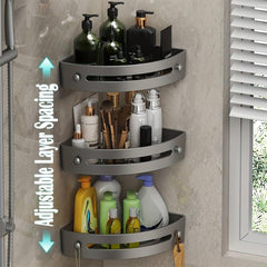 3pcs Corner Shower Caddy Adhesive Bathroom Storage Rack Wall Mounted