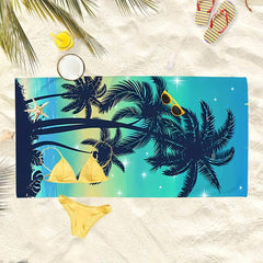 Large Microfiber Beach Towel Coconut Tree Print Lightweight Sun Protection