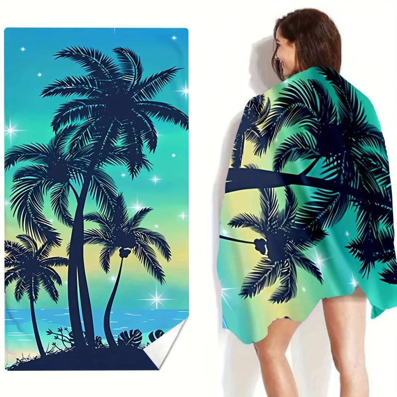 Large Microfiber Beach Towel Coconut Tree Print Lightweight Sun Protection