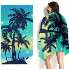 Large Microfiber Beach Towel Coconut Tree Print Lightweight Sun Protection
