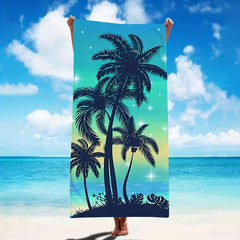 Large Microfiber Beach Towel Coconut Tree Print Lightweight Sun Protection
