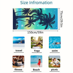 Large Microfiber Beach Towel Coconut Tree Print Lightweight Sun Protection