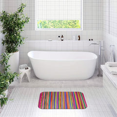 Colorful Line Non-slip Bath Rug Machine Washable Absorbent