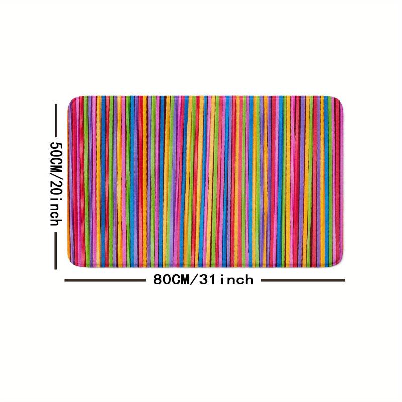 Colorful Line Non-slip Bath Rug Machine Washable Absorbent