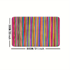 Colorful Line Non-slip Bath Rug Machine Washable Absorbent