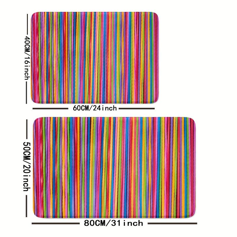 Colorful Line Non-slip Bath Rug Machine Washable Absorbent