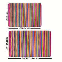 Colorful Line Non-slip Bath Rug Machine Washable Absorbent
