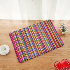 Colorful Line Non-slip Bath Rug Machine Washable Absorbent