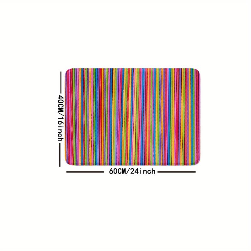 Colorful Line Non-slip Bath Rug Machine Washable Absorbent