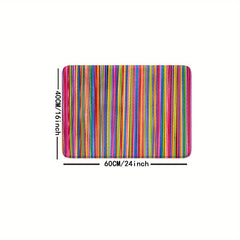 Colorful Line Non-slip Bath Rug Machine Washable Absorbent