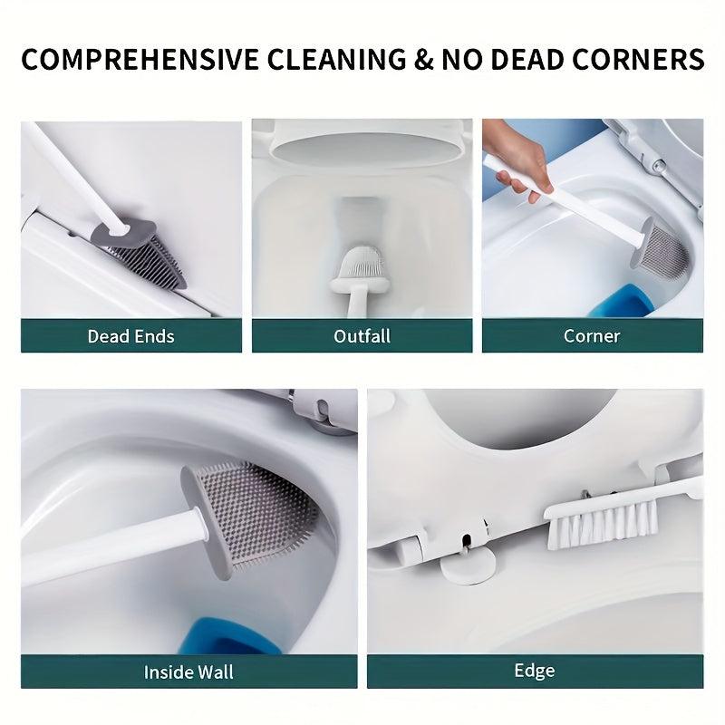 Wall Mounted Toilet Brush Set for Bathroom Cleaning with Flexible Brush Head