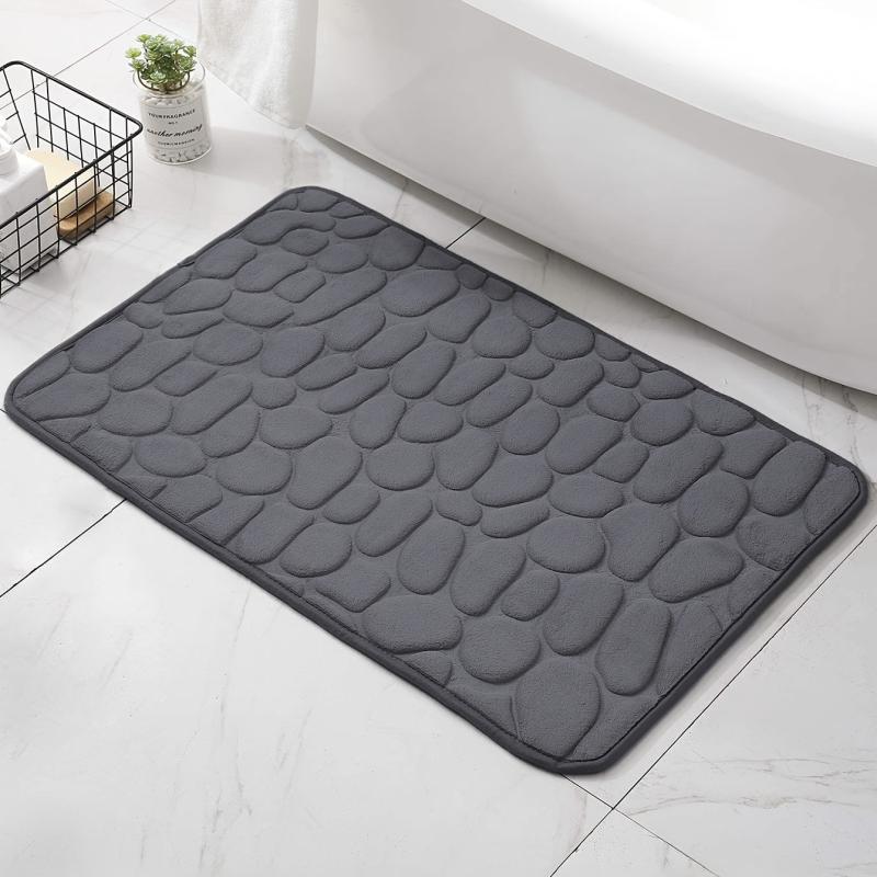 Dark Gray Stone Patterned Floor Mats