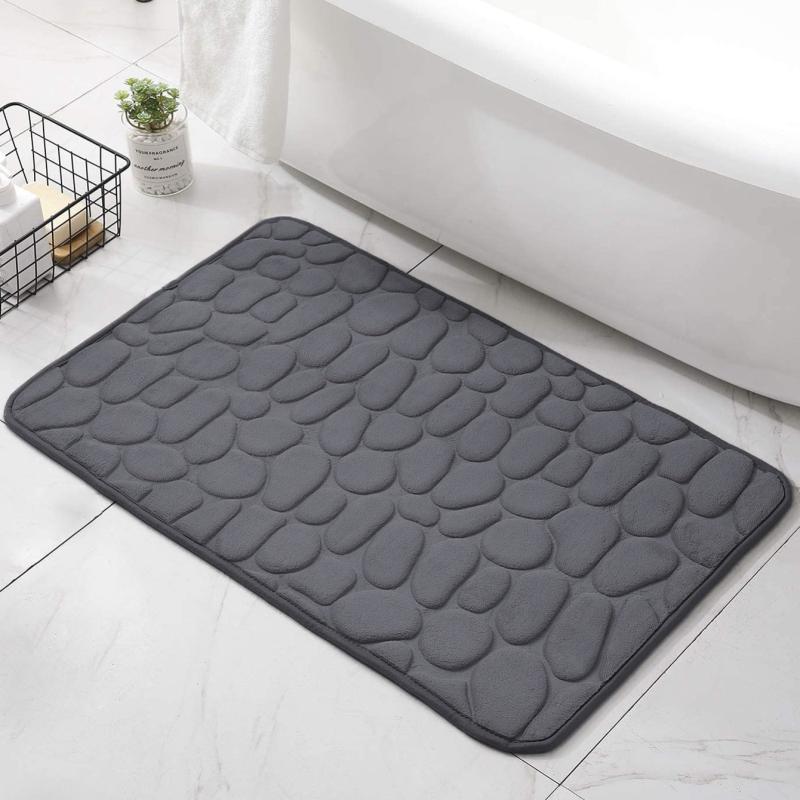 Dark Gray Stone Patterned Floor Mats