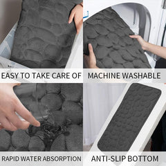 Dark Gray Stone Patterned Floor Mats
