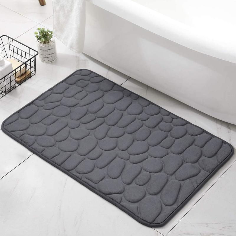Dark Gray Stone Patterned Floor Mats