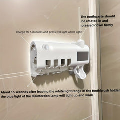 UV Toothbrush Sterilizer Wall Mount Bathroom Organizer
