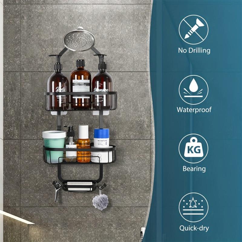 Stainless Steel Shower Caddy Wall Mounted Bathroom Storage Rack