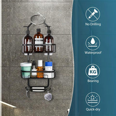 Stainless Steel Shower Caddy Wall Mounted Bathroom Storage Rack