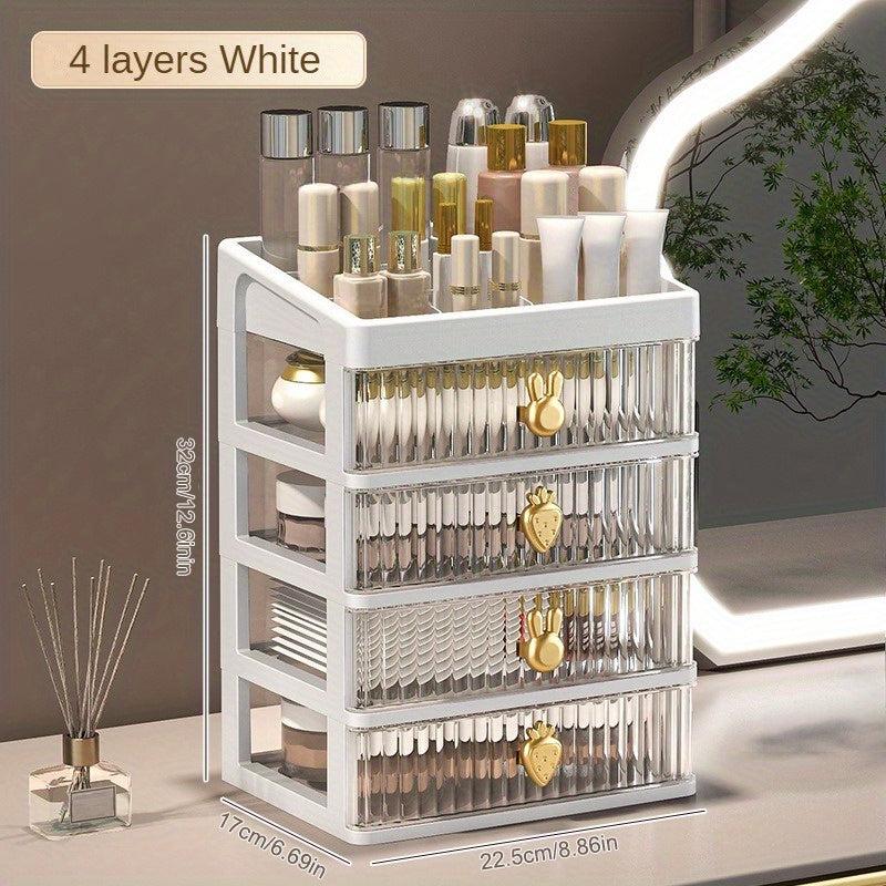 Transparent Desktop Storage Shelf with Drawer for Cosmetics and Stationery