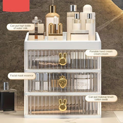 Transparent Desktop Storage Shelf with Drawer for Cosmetics and Stationery